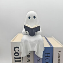 1pc Halloween  Reading Figurine - Resin Crafted Statue for Home Decor, Living Room, Party Decoration