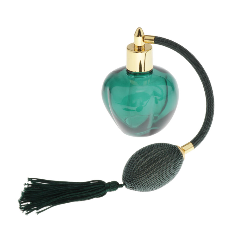 Green 100Ml Empty Glass Perfume Bottle Long Bulb Tassel Spray Atomizer