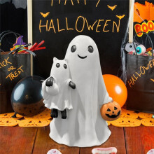 Halloween Spooky Resin Figurine with Pumpkin Statue Hugging Cat for Party Home Bedroom Shelf Table Figurine