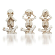 Skull Shelf Decor,Skeleton Figurine,Halloween Gothic Home Decor,Antique Accent Statue,Collectible Figurines Set of 3