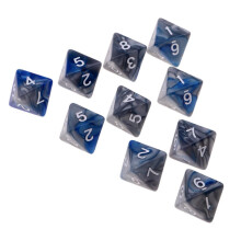 10pcs Multi-sided Dice Polyhedron Dice D8 for D&D TRPG Table Game Grey