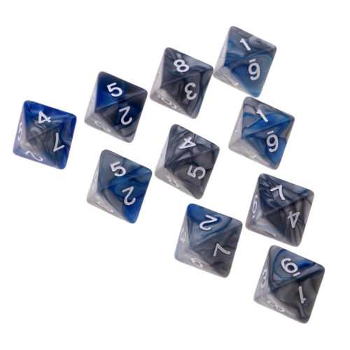 10pcs Multi-sided Dice Polyhedron Dice D8 for D&D TRPG Table Game Grey