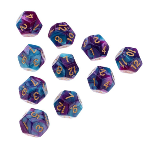 Multi-sided Dice Polyhedron Dice D12 for D&D TRPG Table Game Purple+Bl