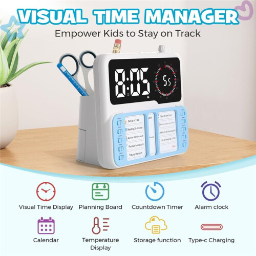 Visual Timer for Kids - Autism & ADHD  Management Tool with Digital Alarm,Task Chart Planning Board 1