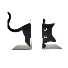 1 Pair Metal Bookends Whimsical Cat Design Decorative Bookends Rounded Edges Book Holders Office Library Decoration A