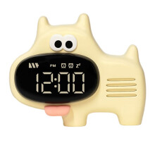 Nose Dog Clock, Hour Announcement, Five Sets of Alarm, Usb Charging, Snooze Alarm Yellow