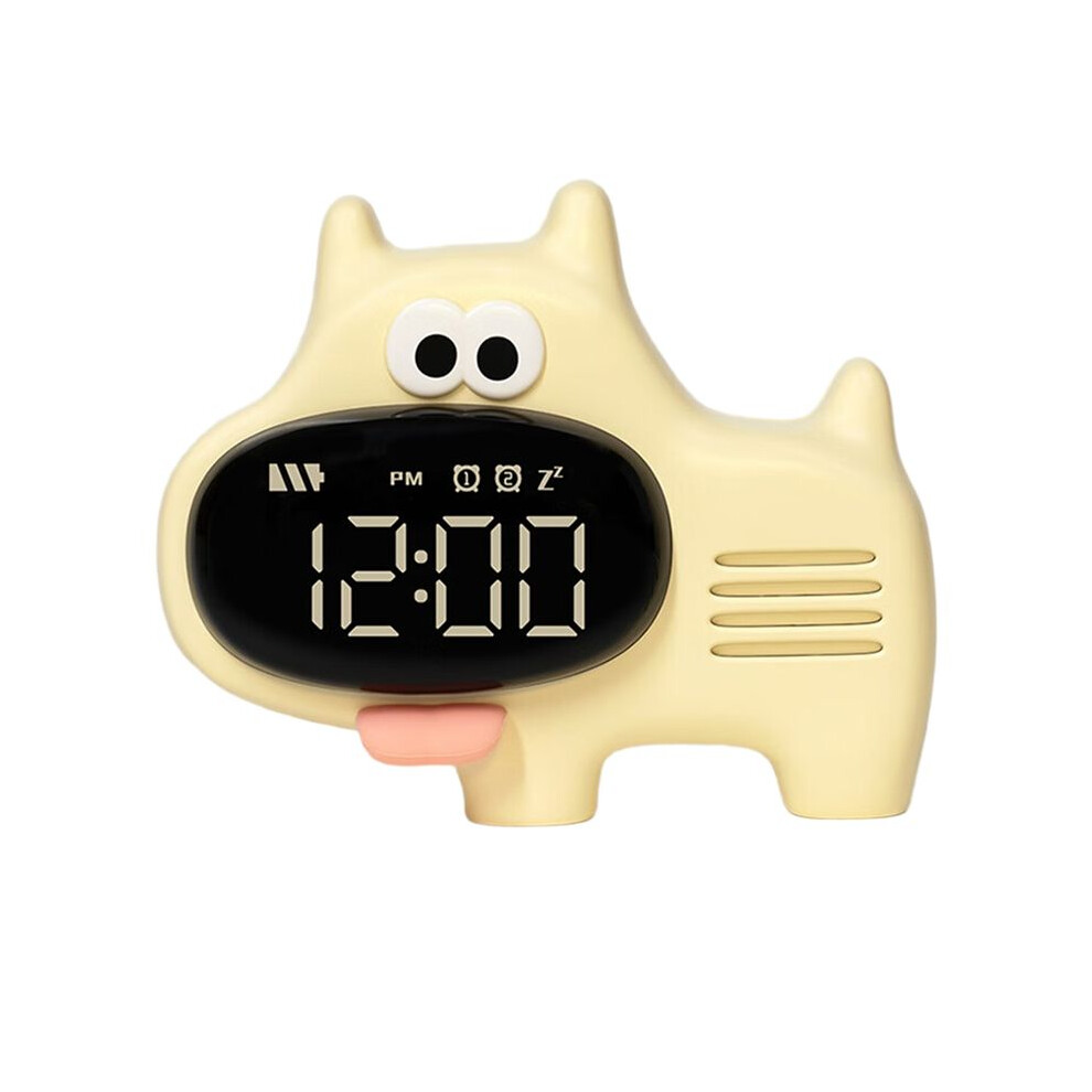 Nose Dog Clock, Hour Announcement, Five Sets of Alarm, Usb Charging, Snooze Alarm Yellow