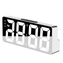 Digitale Klok LED-Wekker Elektronische Bureauklok met Temperatuurweergave Verstelbare Helderheid 12/24 Uur Wit