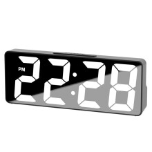 Digitale Klok LED-Wekker Elektronische Bureauklok met Temperatuurweergave Verstelbare Helderheid 12/24 Uur Zwart