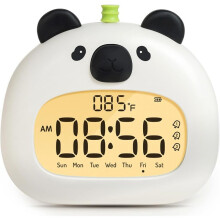 Panda-Schlaftrainer-Wecker für Kinder, Wiederaufladbar über USB, 3 Alarme, Timer, Weckhilfe für Jungen und Mädchen, Geschenk