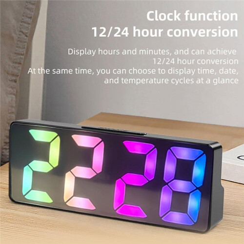LED Alarm Clock with Customizable Display Options 12/24 Hour Formats & Automatic Brightness Control At Night Black