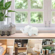 Elefanten-Dekor, Keramik, Sammlerstück, Schreibtisch-Ornamente, Glücksbringer, Elefanten-Dekor für Wohnzimmer, Familienzimmer, Flur, Bauernhaus B