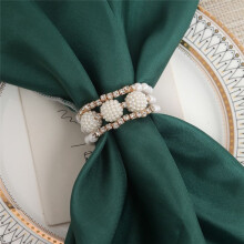 6pcs Pearl Napkin Rings, Faux Pearl Napkin Holders Buckles Adjustable Napkin Rings for Wedding Party, Dinner