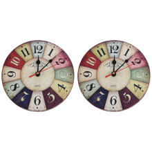 Timelike 2X Wooden Wall Clock Modern Design Vintage Rustic Shabby Chic Home Office Cafe Decoration Art Large Watch