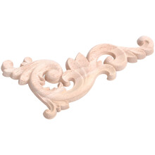 4Pcs Wood Carved Corner Onlay Unpainted Applique Frame Door Decors Decal 15x8x0.8cm