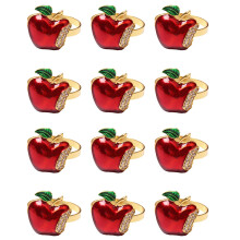 Servilleteros Set de 12, Servilletero de Manzana Roja para Boda, Cena, Banquete, Servilleta para Navidad, Cumpleaños