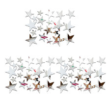 3D Sticker, 60 x Star Art Mirror Wall Sticker Surface Decal Home Room DIY Art Decor (Silver)