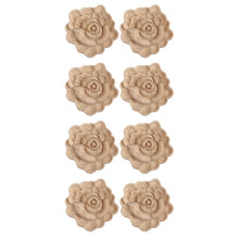 4X Furniture Wood Carving Appliques Vintage Nautical Decor Cabinet Door Solid Decals Flowers Pattern Carved Wooden