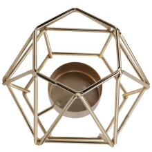 Set of 6 Gold Geometric Metal Tealight Candle Holders for Living Room & Bathroom Decorations