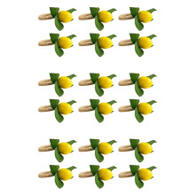 18Pcs Simulation Lemon Plant Napkin Ring Fruit Meal Buckle Hotel Model Room Napkin Ring Napkin Buckle Party Supplies