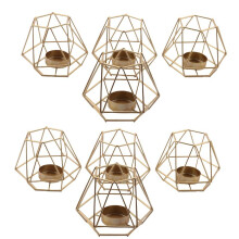8 Pcs Metal Geometric Design Tea Light Votive Candle Holders, Hollow Tealight Candle Holders