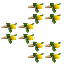12Pcs Simulation Lemon Plant Napkin Ring Fruit Meal Buckle Hotel Model Room Napkin Ring Napkin Buckle Party Supplies
