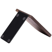 4Pcs Wooden Bookends with Metal Base Heavy Duty Black Walnut Book Stand with Anti-Skid Dots for Office Desktop