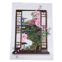 2X FenêTre 3D Sakura Peach Blossom Flower Art Wall Sticker Amovible Decal Mural