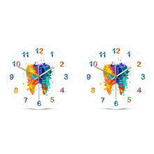 2X Watercolour Tooth Painting Print Wall Clock Dental Clinic Wall Art Non Ticking Wall Watch Orthodontist Dentist