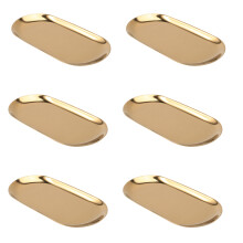 6X Metal Storage Tray Gold Oval Dotted Fruit Plate Small Items Jewelry Display Tray Mirror