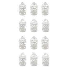 12 Pcs Candle Tea Light Holders Metal Hanging Hollow Birdcage Lantern Vintage Decorative Centerpieces of Wedding Party