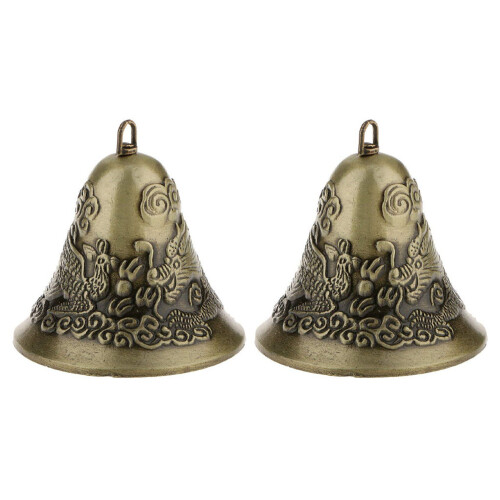 2X -Feng Shui Cinese Dragon Bell Charm E Phoenix Figure Decor