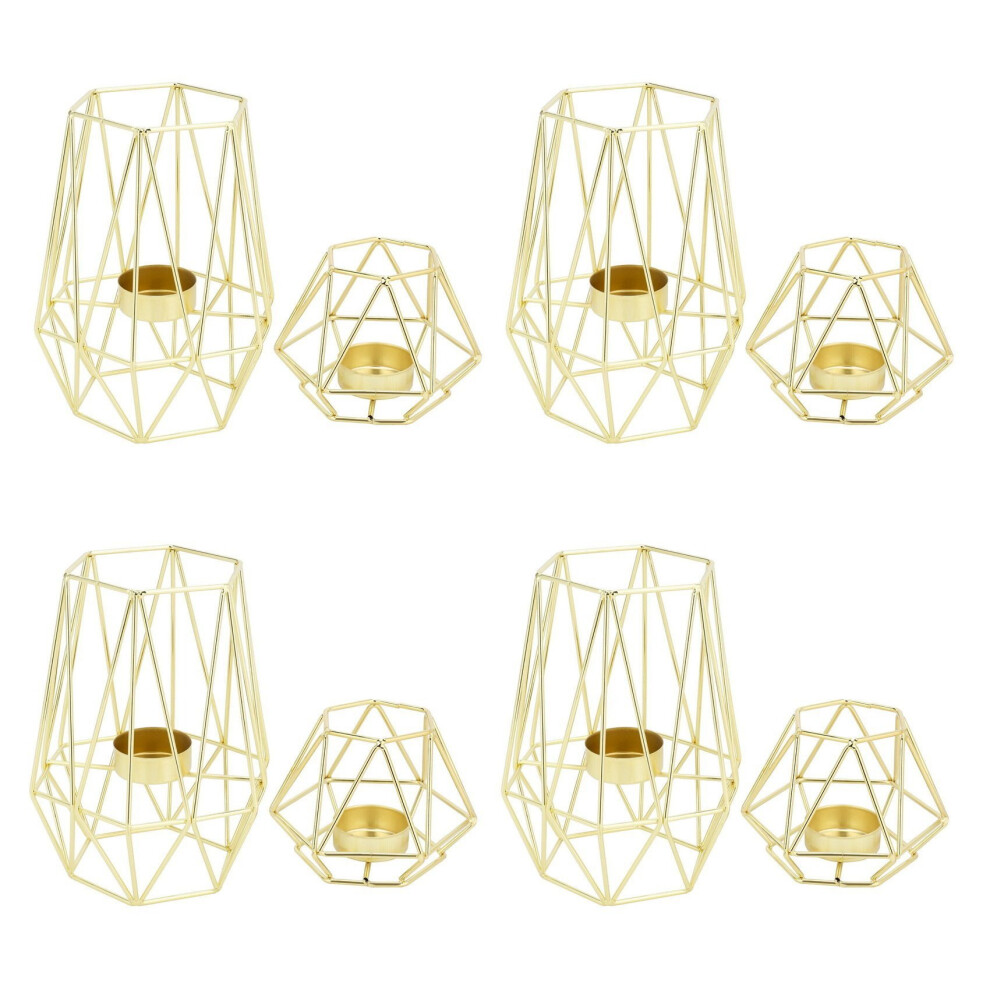 Typecat 8X Gold Geometric Metal Tealight Candle Holders For Living Room & Bathroom Decorations