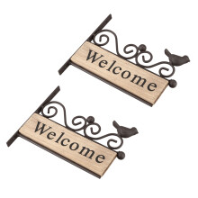 2X Retro Vintage Plaque Wood Bird Welcome Door Sign for Bar Cafe Shop Store Wall Mounting Sign