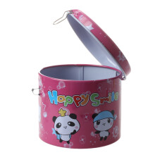 3X Cylinder Design Cartoon Print Piggy Bank Coin Money Saving BoX W Padlock
