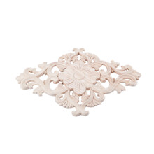4X Lots Wood Carved Long Onlay Applique Unpainted Flower Walls Cabinets Door Decor Type:21X15cm