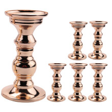 6x Candlestick Metal Pillar Candle Holders, Wedding Centerpieces Candlestick Holders for Candles Stand Gold