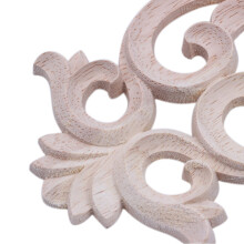 2X Rubber Wood Carved Applique Retro Furniture Crafts Decor New(40x15cm)