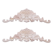 2X Rubber Wood Carved Applique Retro Furniture Decor 38 x 15 x 1.2cm