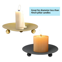 8 Pack Iron Plate Candle Holder, Pillar Candlestick Holders,for LED & Wax Candles,Incense Cones,Spa,Weddings(Gold+Black)