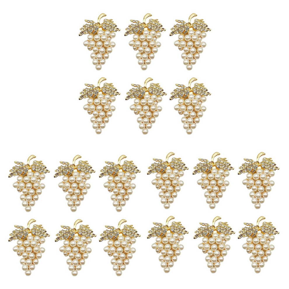 Typecat Grapes Napkin Rings Set Of 18, With Glittering Imitation Diamond And Pearls Inlay Alloy Napkin Ring Holder