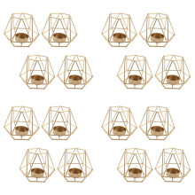 16 Pcs Metal Geometric Design Tea Light Votive Candle Holders, Hollow Tealight Candle Holders