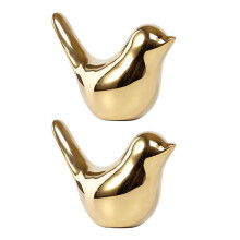 2X Polar House Golden Bird Figurines Modern Ceramic Bird Statues Animal Sculpture Home Decoration Crafts Gold Ceramic -L
