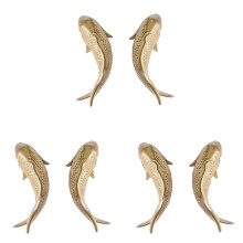 6Pcs Resin Carp Golden Fish Wall Hanging Ornament Personality Fish Figurine for Home Restaurant Background Wall Decor