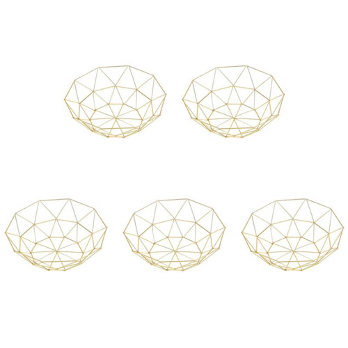 5X Metal Wire Fruit Basket Fruit Bowl, Large Round Bread Storage Bowl Stand
