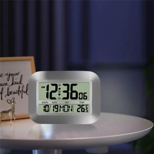 Alarm Clocks for Bedrooms Silent LED Clock for Tabletop Multi-Functional Alarm Clock with Date Temperature Display 2