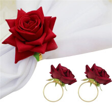 20Pcs Red Rose Shape Towel Buckle Napkin Ring Wedding Party Valentine's Day Hotel Table Decor Napkin Holder