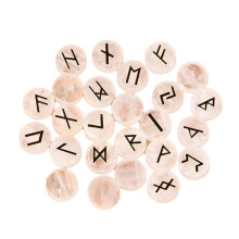25Pcs Jadestone Runes Set,Viking Rune Symbols for Divination & Fortune-Telling,Occult Supplies for Altar,White