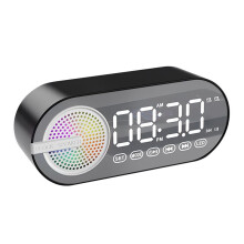 Haut-Parleur Sans Fil Silencieux, Réveil, USB, LED RVB, Miroir, Horloge Numérique, FM, Grand Écran, Décoration de Salon