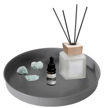 Round Tray with 4 Magnetic Candle Stand Movable DIY Candle Holder Decorative Candlestick Holder for Home Desktop Decor